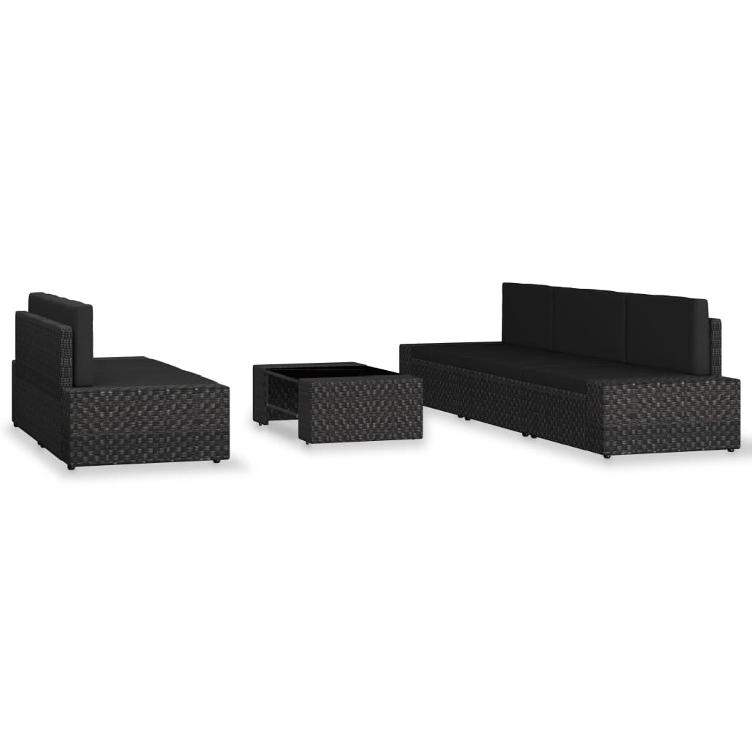 vidaXL 6-tlg Garten-Lounge-Set Poly Rattan Schwarz