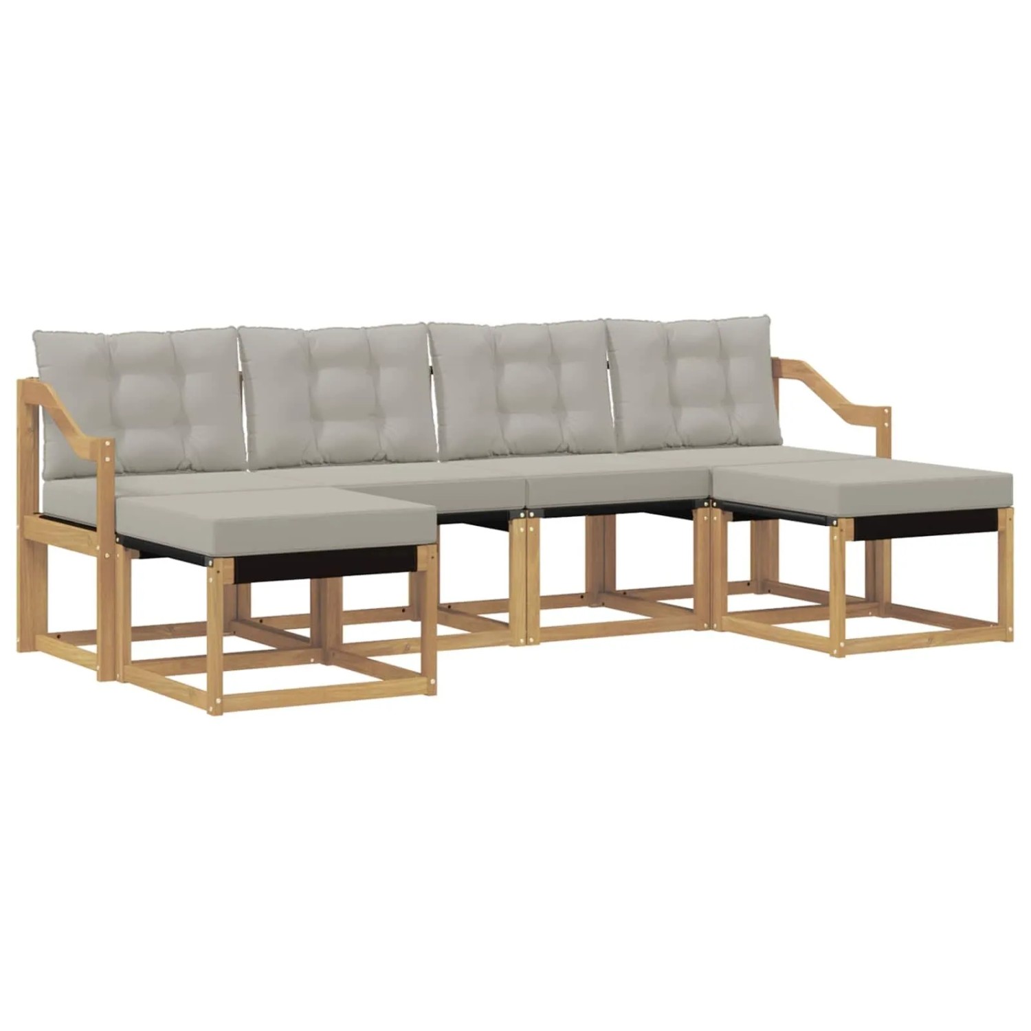 vidaXL Outdoor-Sofagarnitur mit Kissen 6-Tlg Weiß und Hellgrau 3389749