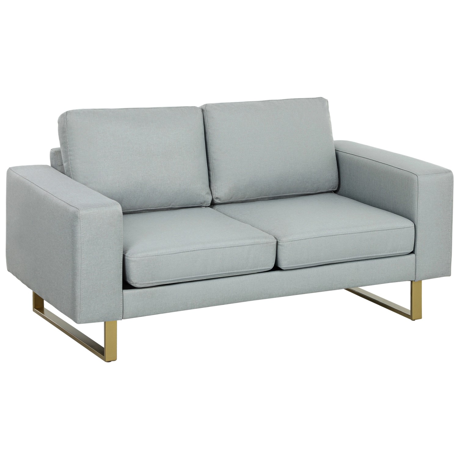 HOMCOM 2 Sitzer Sofa für Schlafzimmer 145 x 82 x 78 cm Hellgrau