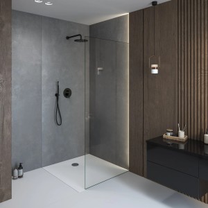 Kronenbach Cube Mineralguss-Duschwanne 90x90 cm in moderner Badumgebung.