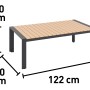 Loungetisch des Lounge-Sets Branford, Alu/Stahl, Holz-Optik, Maße 122x70x40 cm