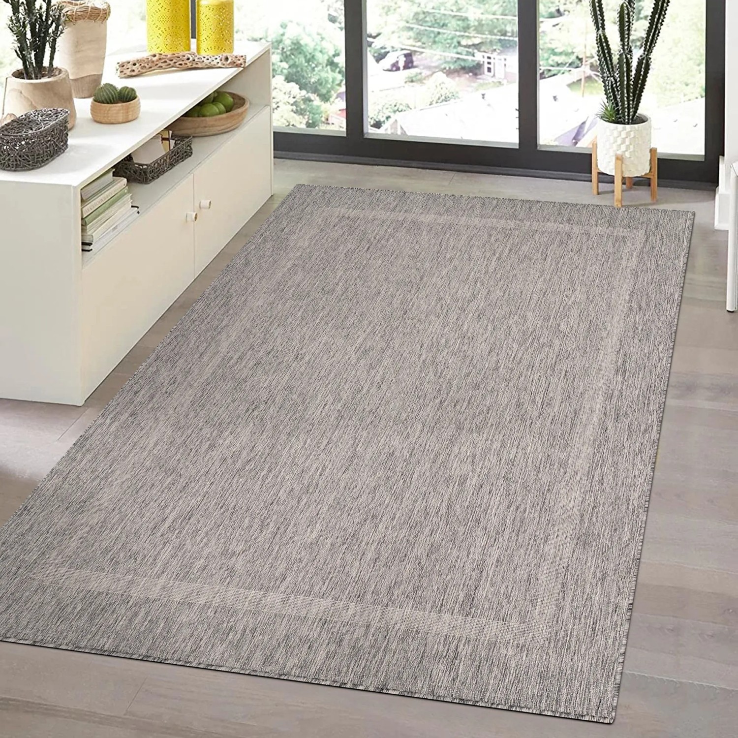 Grauer Ayyildiz In- & Outdoor-Teppich Relax, 120x170 cm, Sisaloptik, geeignet für Terrasse und Balkon.