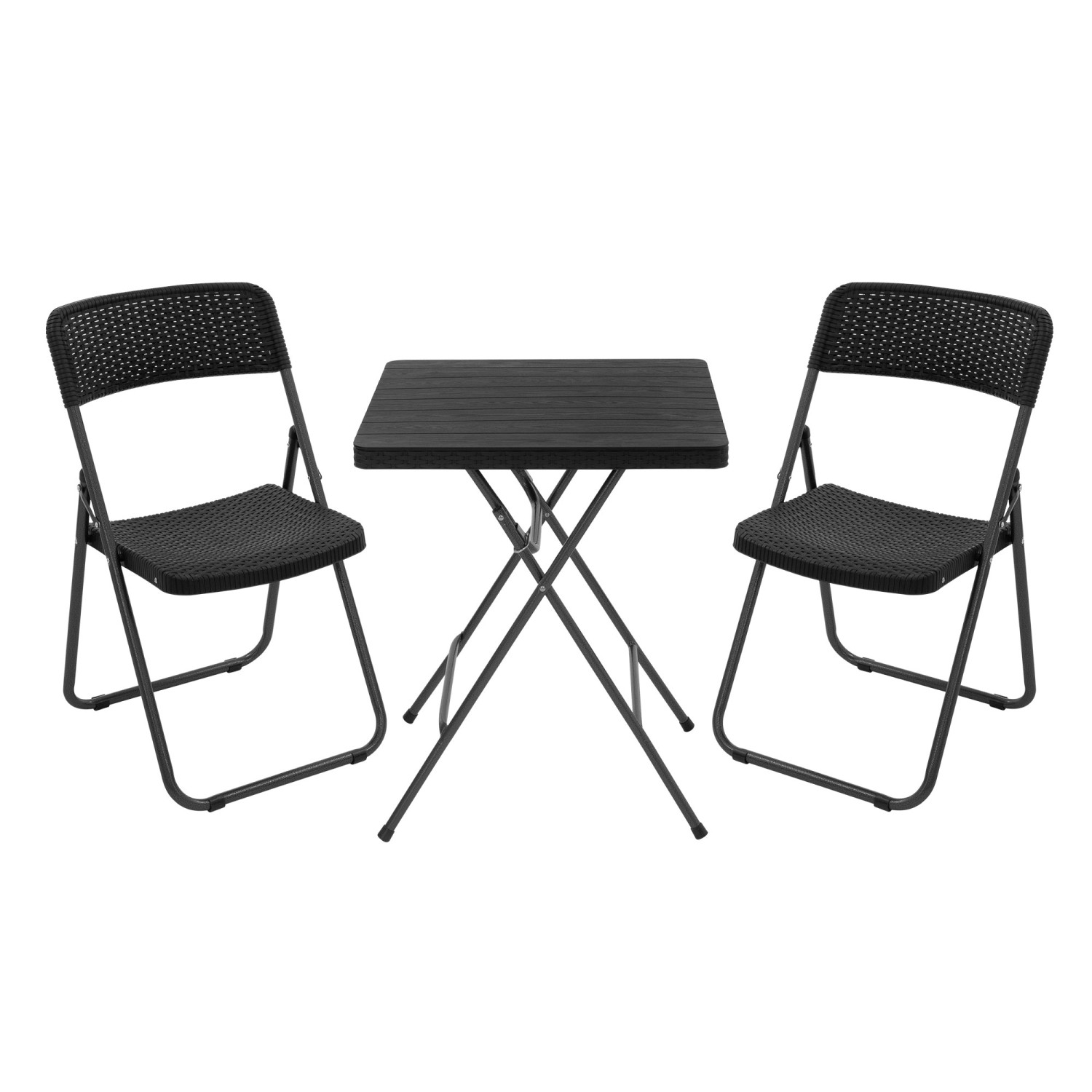 ECD Germany Bistroset 3-Teilig Klappbar Schwarz Tisch 2 Stühle Balkon