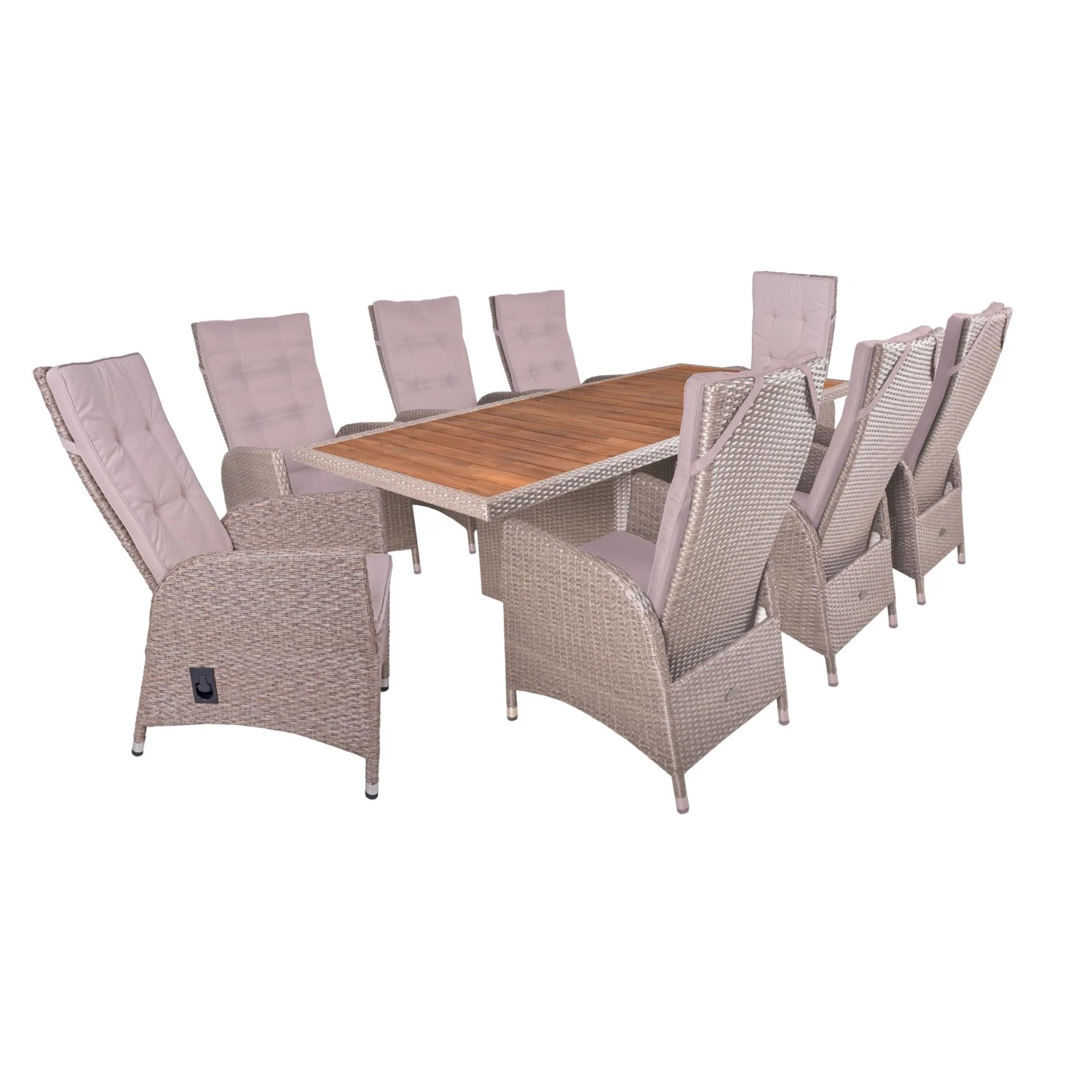 DELUKE Garten-Sitzgruppe CELLE Weidenbraun 9-tlg. Akazie Weidenbraun Gartenmöbel-Set Garten-Essgruppe Stühle-Sessel Esst...