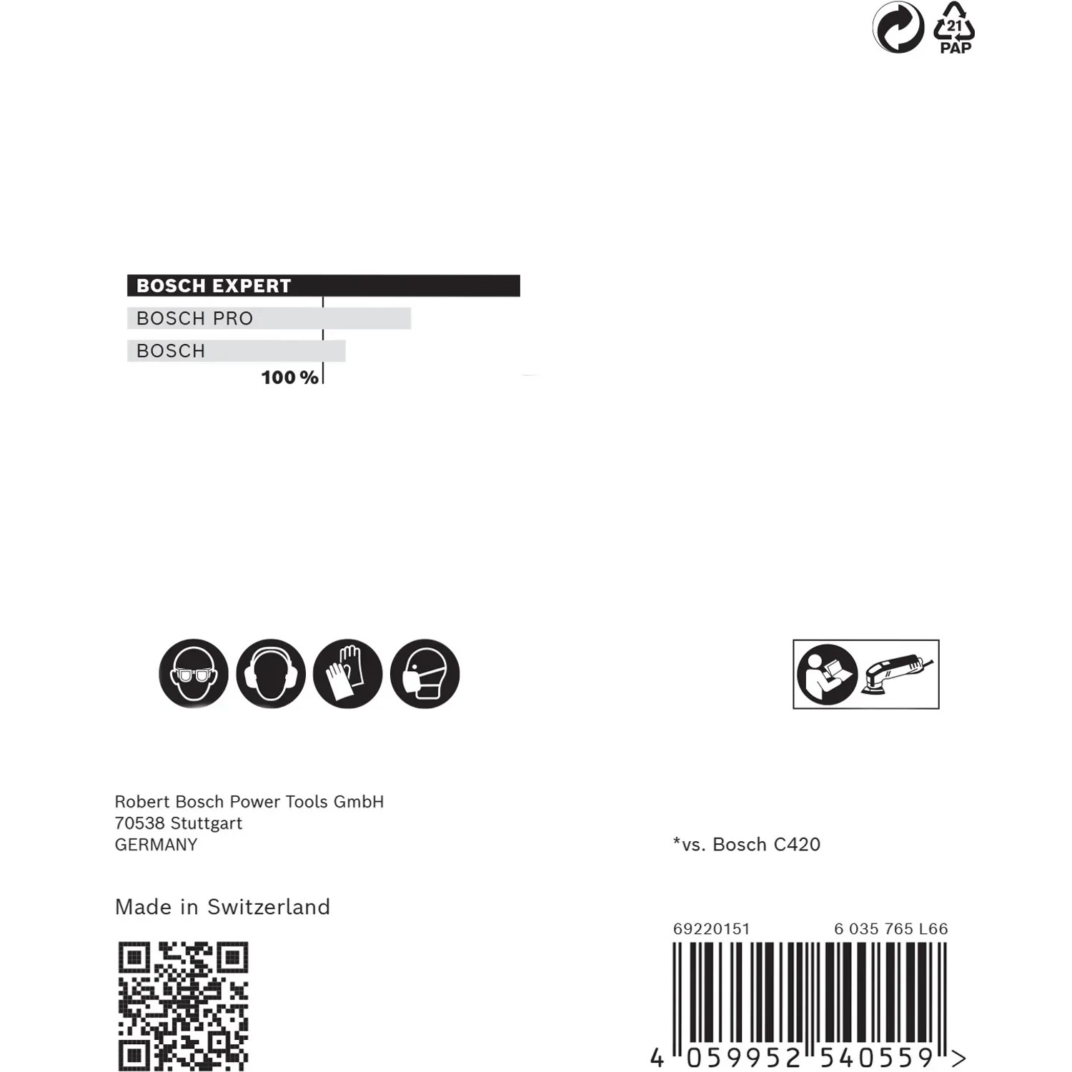 Verpackung Bosch Expert Netzschleifblatt M480, 93x93mm, K100, 5 Stk. Zubehör für Deltaschleifer.