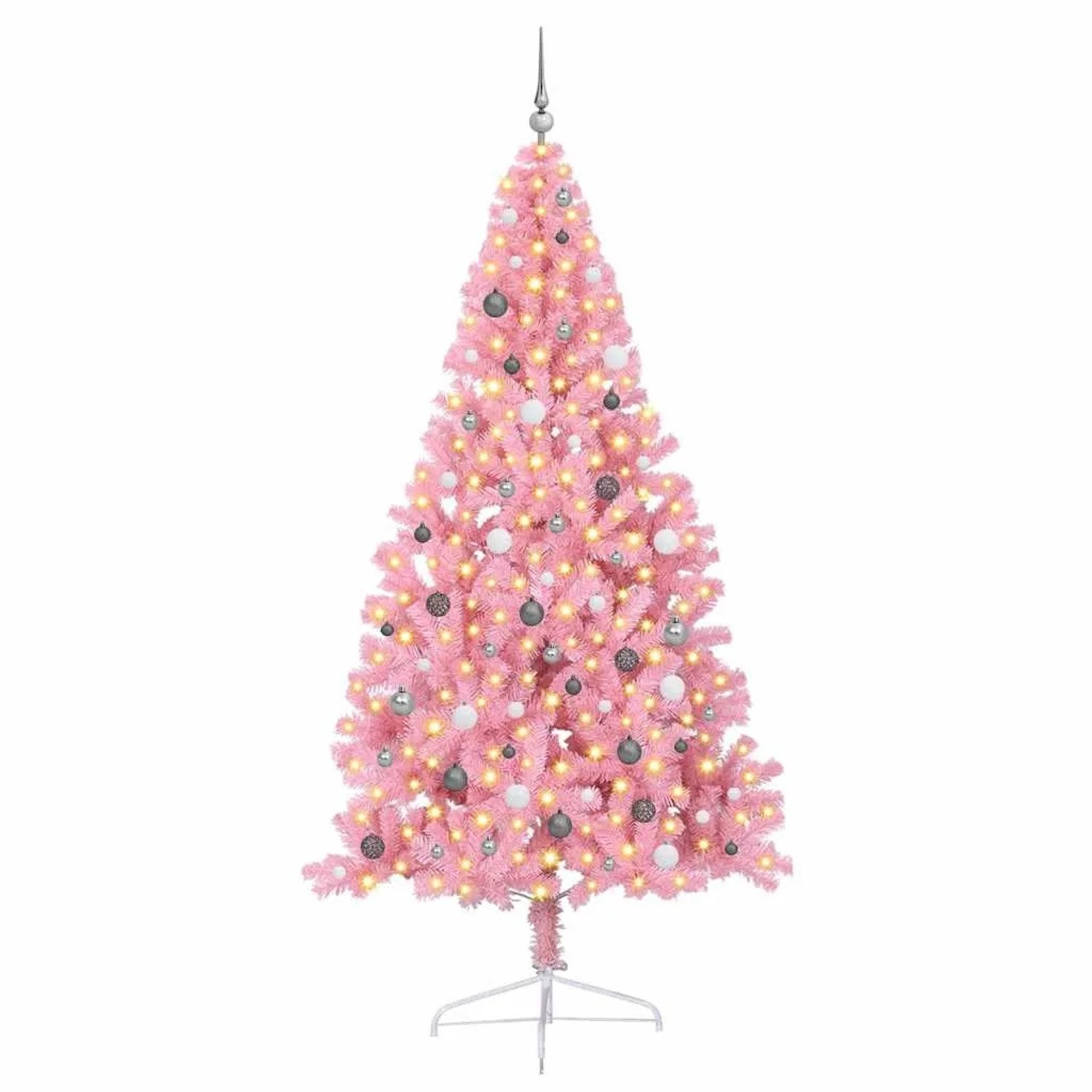 vidaXL Künstlicher Vorbeleuchteter Weihnachtsbaum Rosa 240 cm PVC 3397101