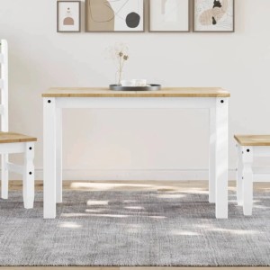 vidaXL Esstisch Panama, weißes Kiefernholz mit heller Holzplatte, minimalistisches Design für Esszimmer.