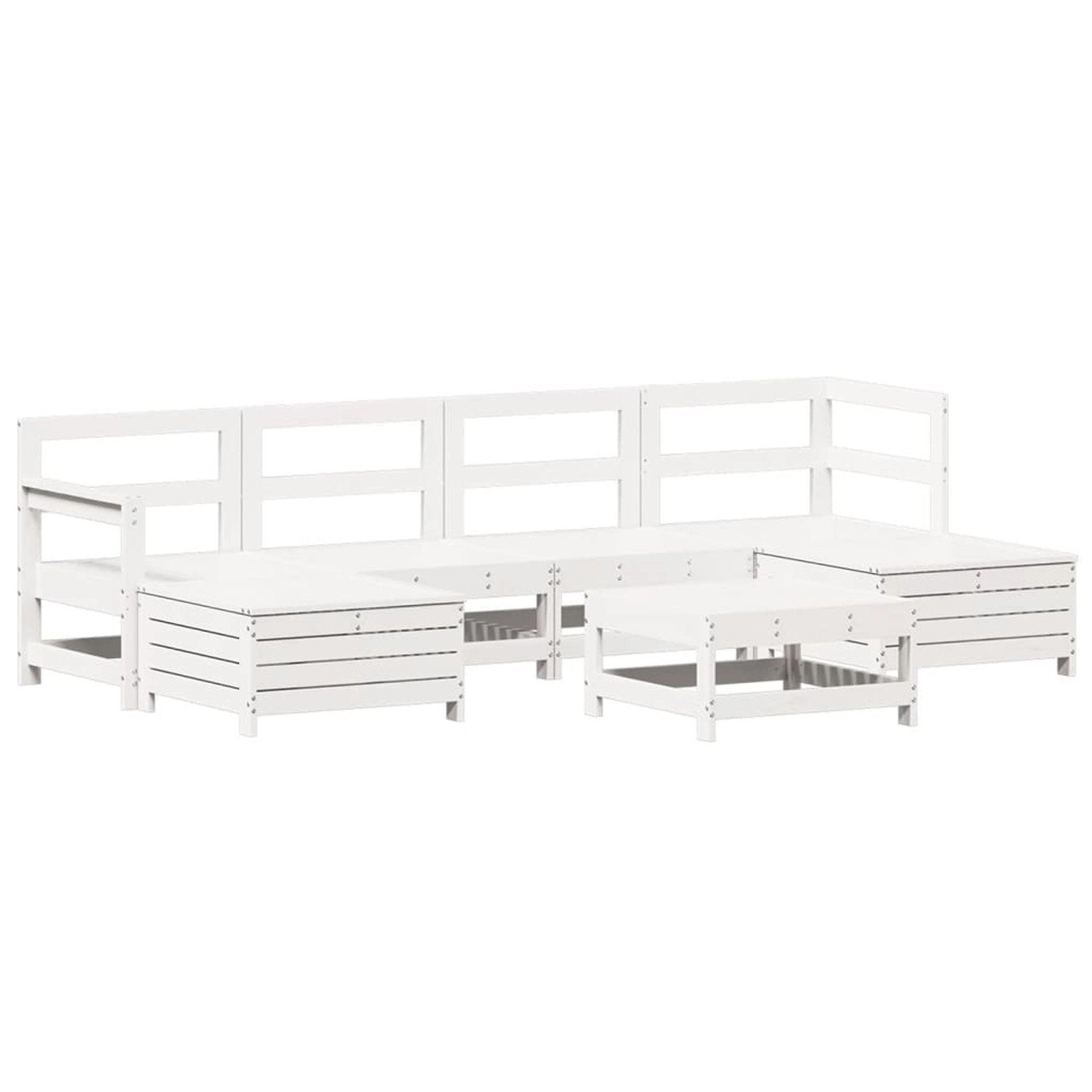 vidaXL 7-Tlg Garten-Sofagarnitur Weiß Massivholz Kiefer 3250989 günstig online kaufen