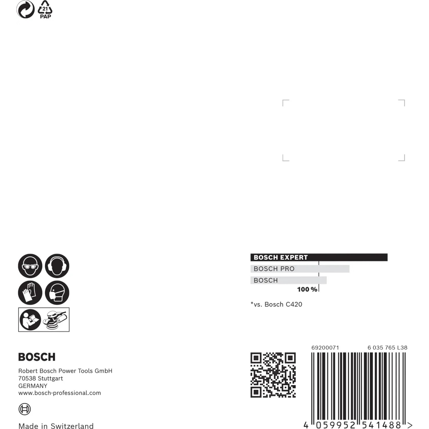 Verpackung Bosch Expert Schleifblatt C470, Ø 125 mm, K320, 5 Stück, Zubehör für Exzenterschleifer.