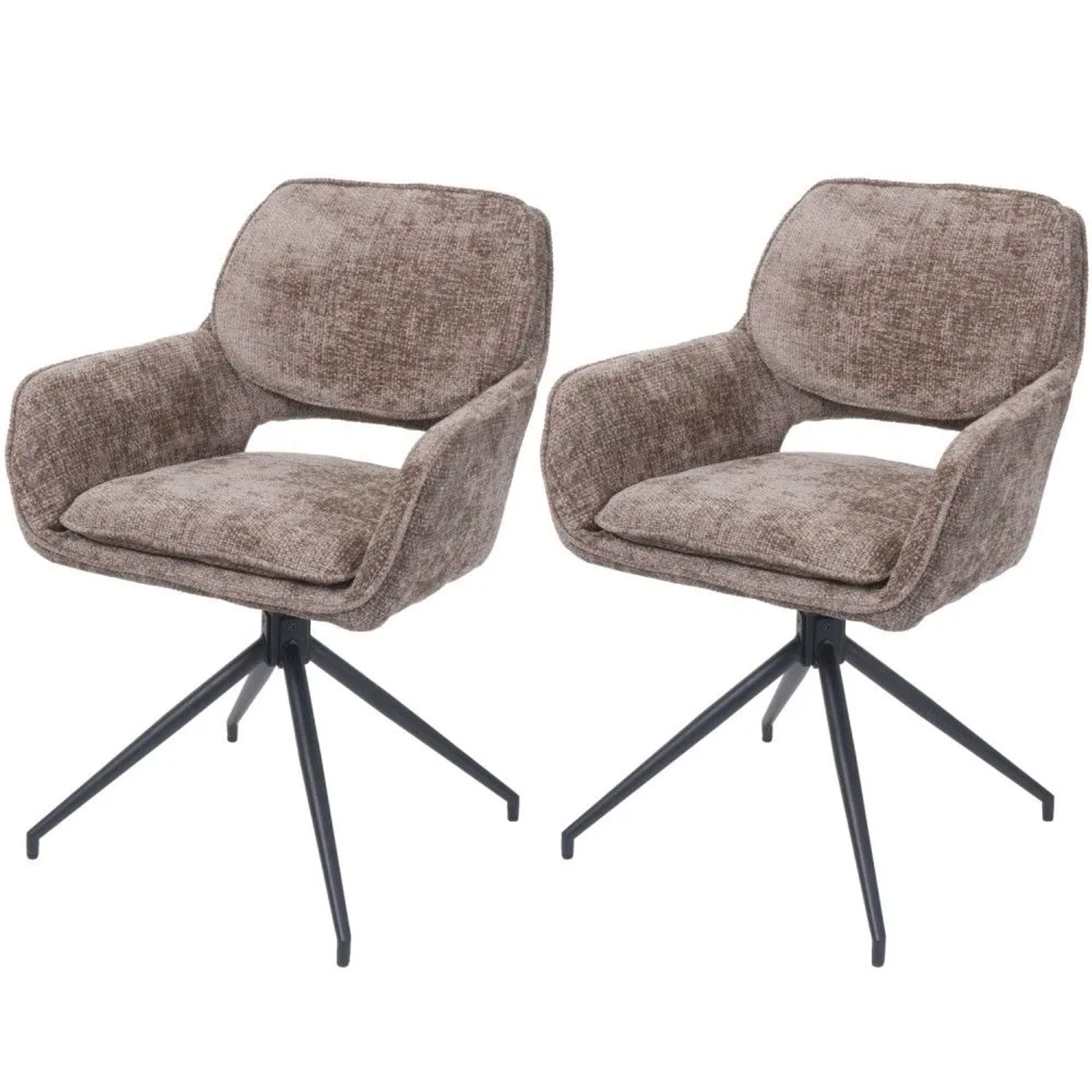MCW Esszimmerstuhl N74 2er-Set Stoff Chenille 490g/m² Braun