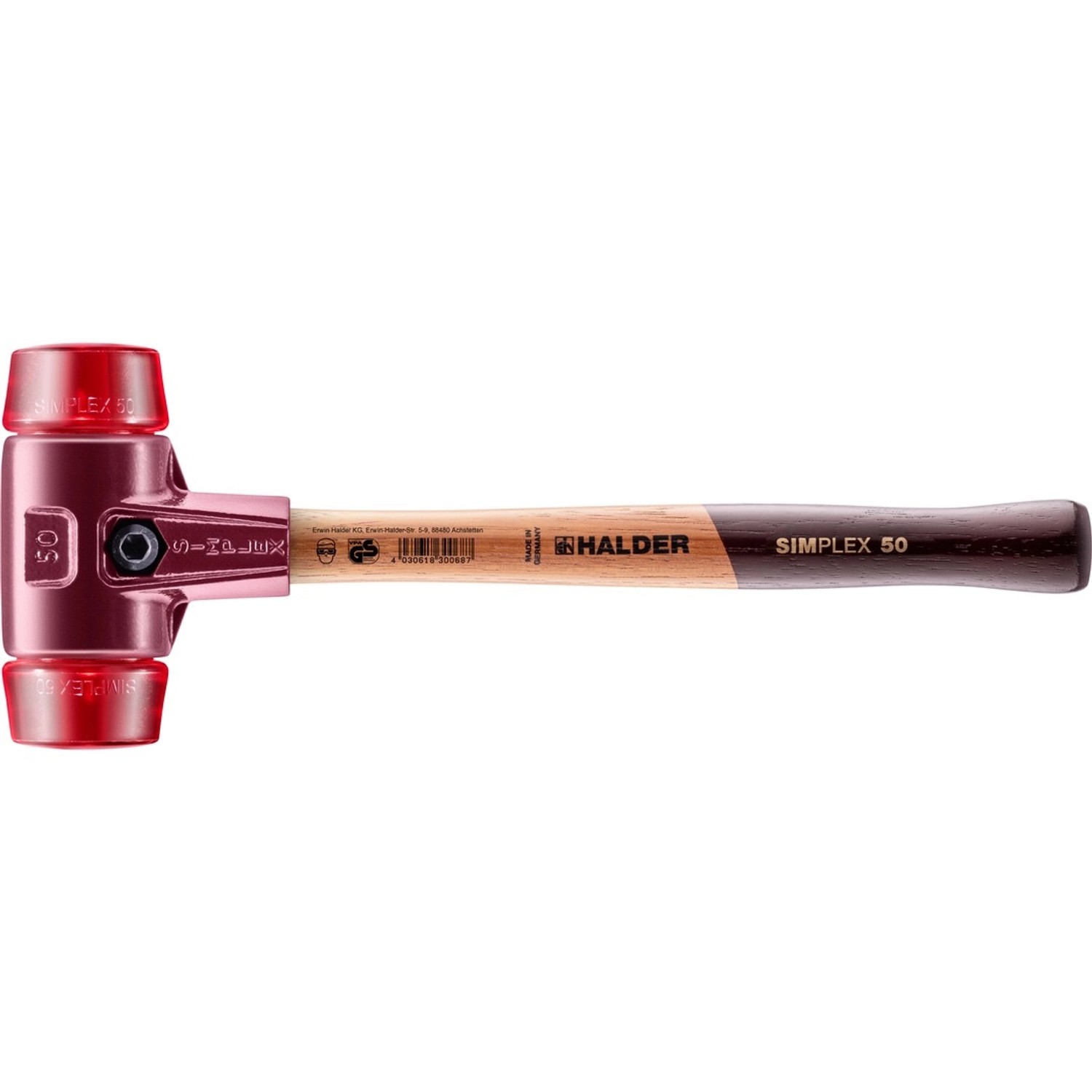 Halder Simplex Schonhammer Ø 50 mm Plastik Rot mit Tempergussgehäuse günstig online kaufen