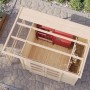 Karibu Gartenhaus mit Schrank und Anbaudach, Terragrau, von oben. Gartenhaus-Zubehör.