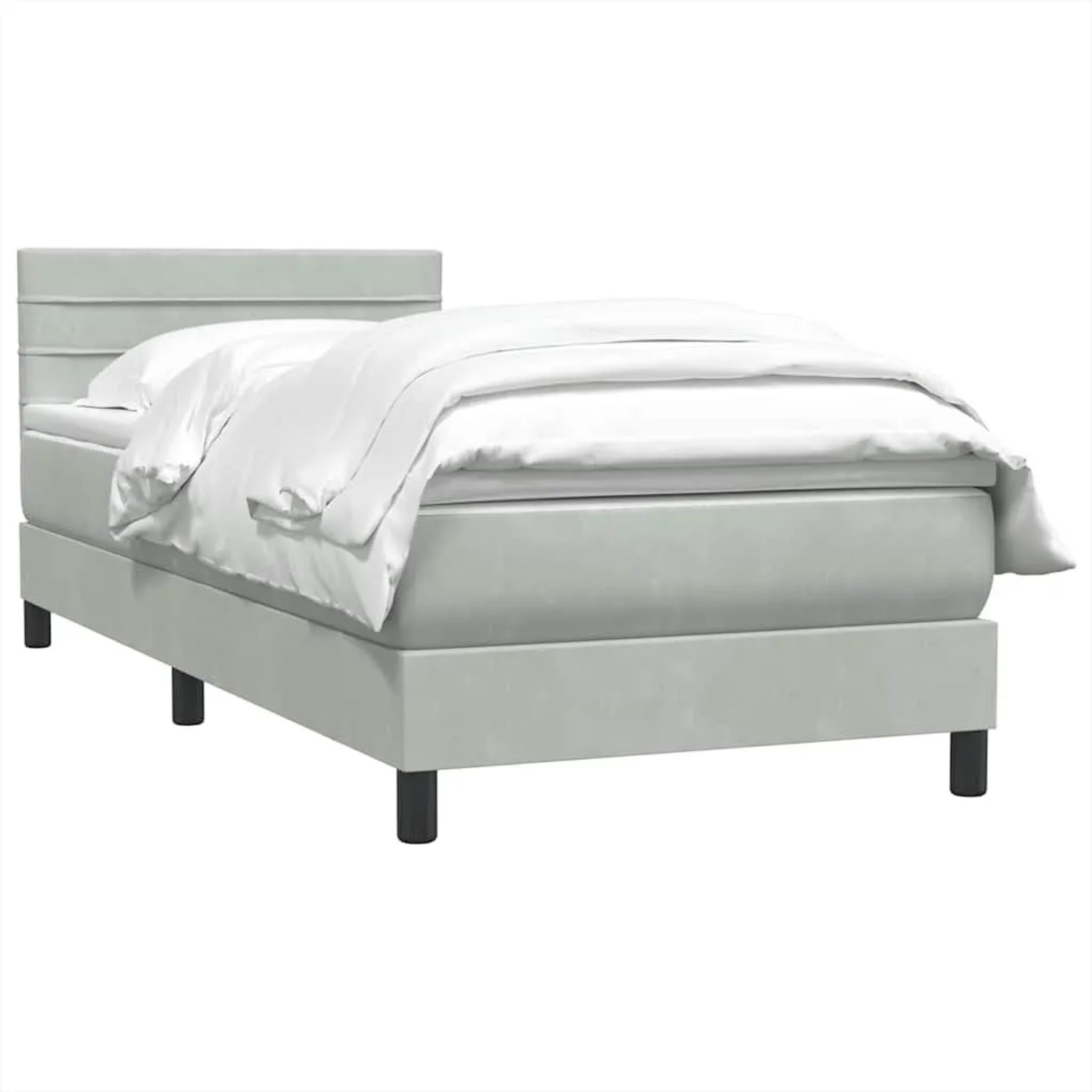 vidaXL Boxspringbett mit Matratze Hellgrau 80x220 cm Samt 3316329 günstig online kaufen