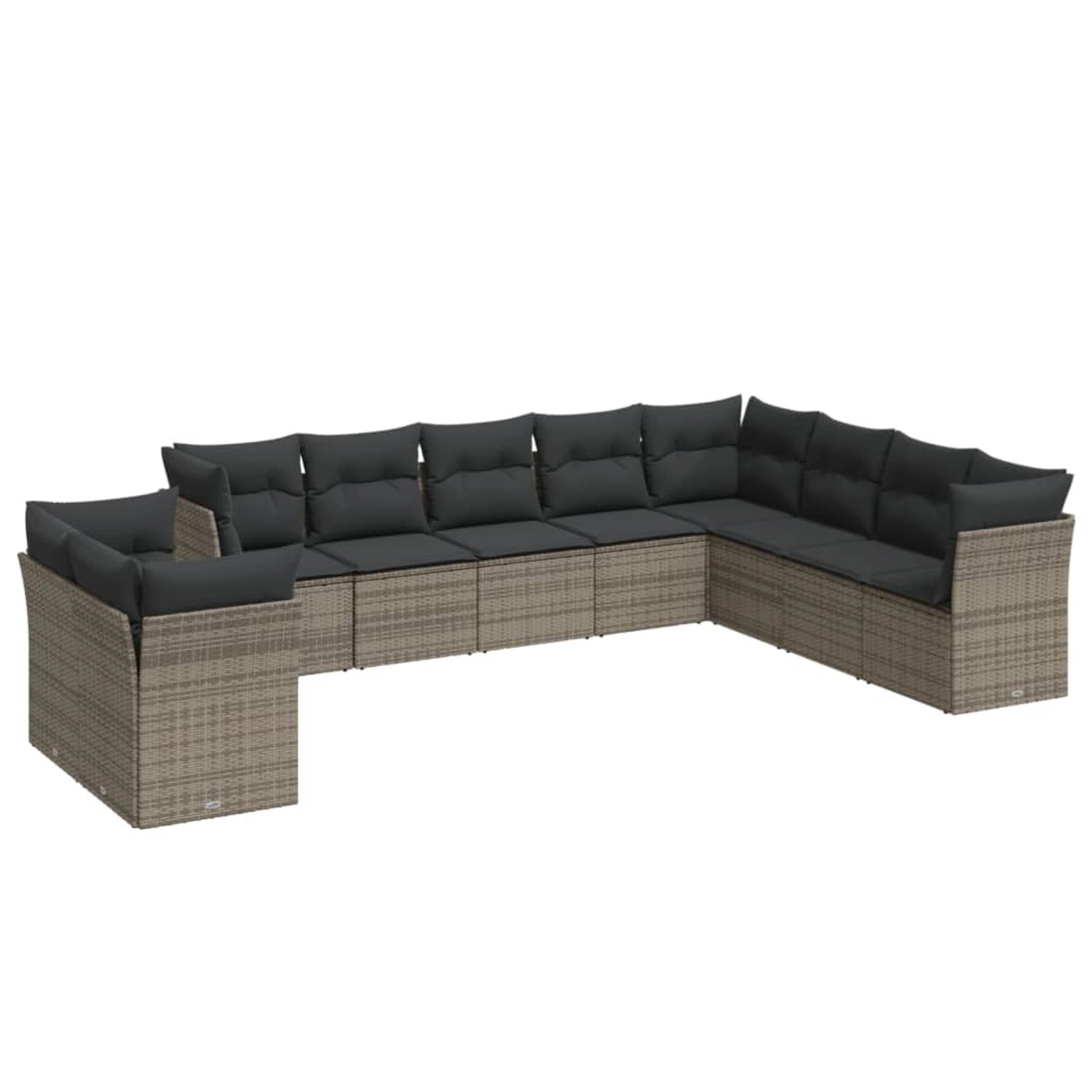 vidaXL 10-Tlg Garten-Sofagarnitur mit Kissen Grau Poly Rattan 3249699 günstig online kaufen