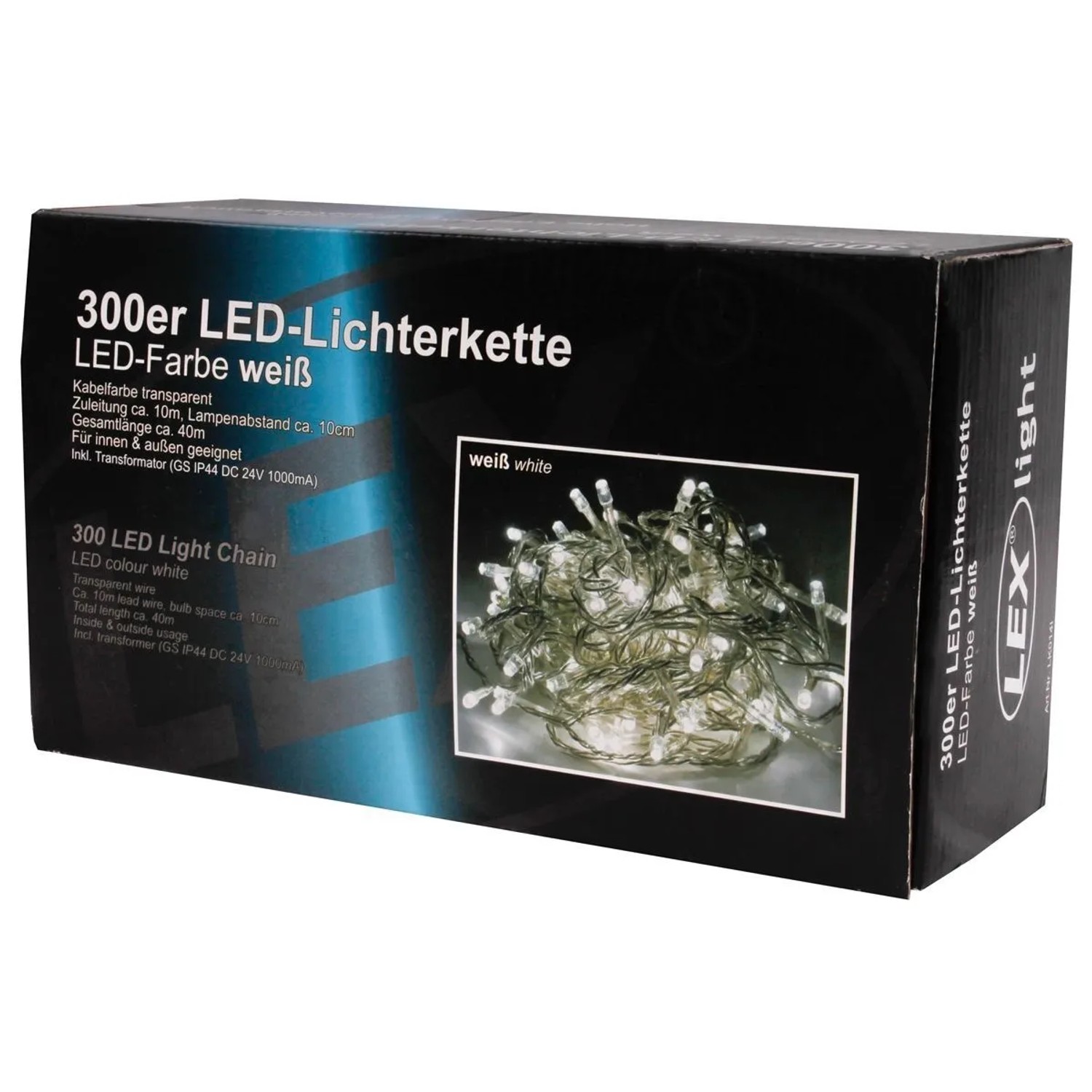 Lex 300er LED Lichterkette Außen Innen Partylichterkette Weihnachtslichterkette Weiß