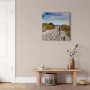 Leinwandbild mit Dünen, Strand und Meer. Maritimes Wandbild mit Strandkorb und Möwen.