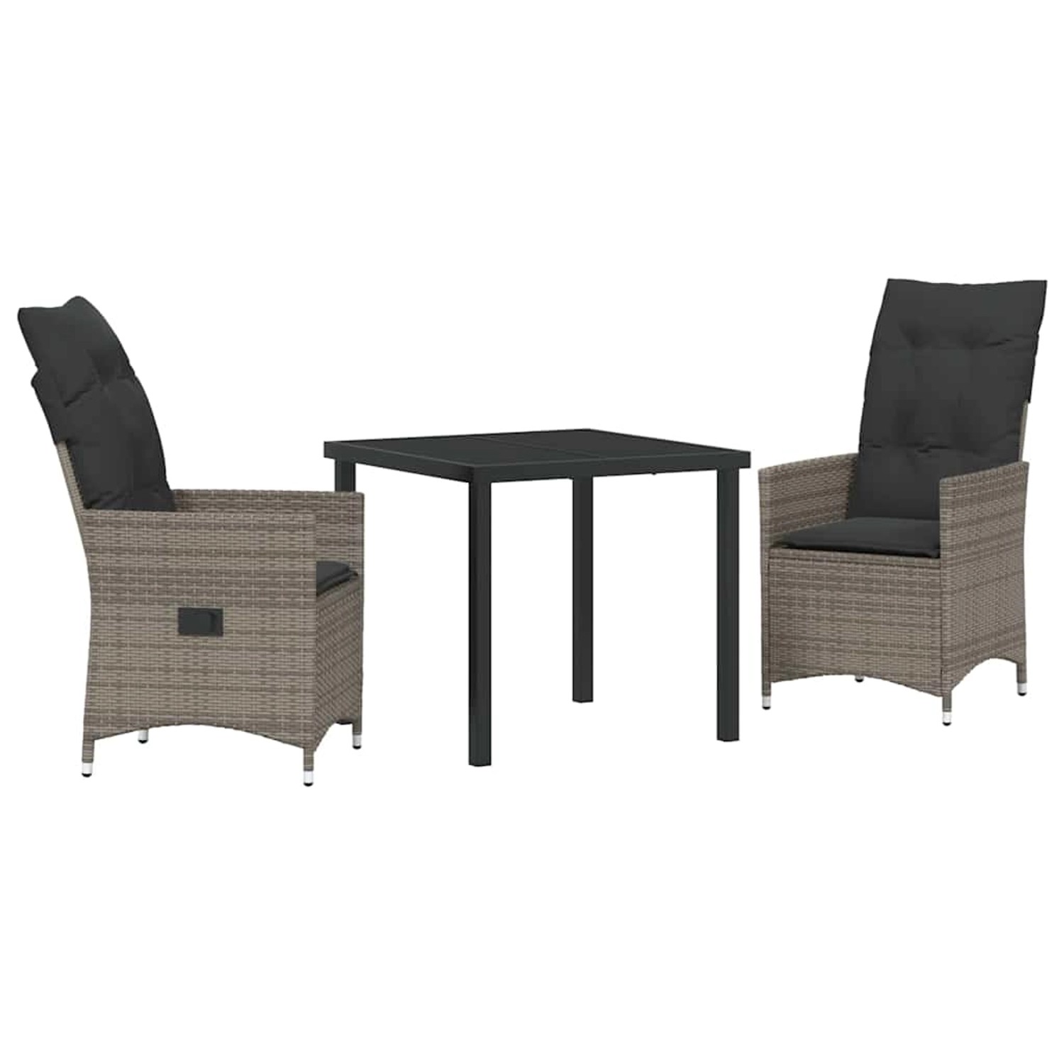 vidaXL Garten Essgruppe mit Kissen 3-Tlg Grau Poly Rattan 3379548 günstig online kaufen