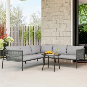 Outsunny Rattan Gartenmöbel Set Stahl  PE-Rattan 116L x 80B x 60,5H cm Dunkelgrau