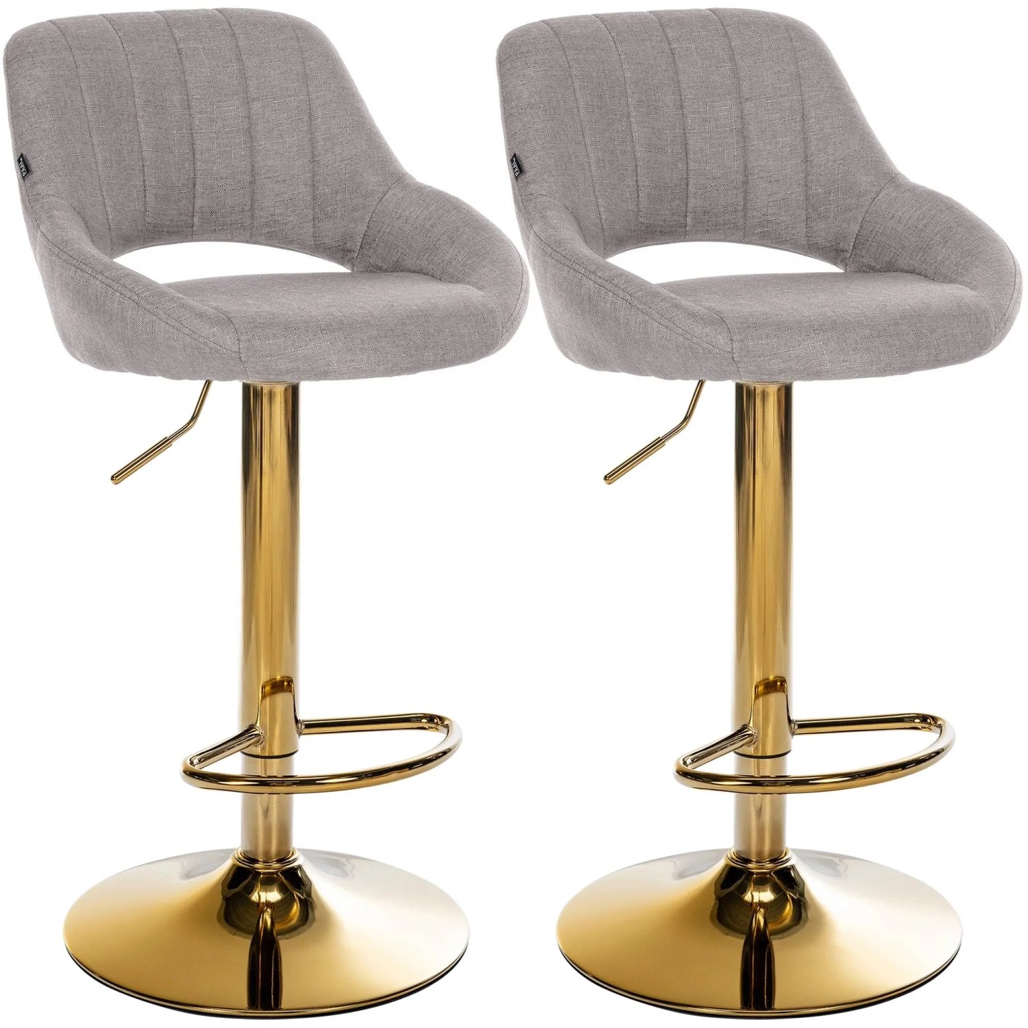 CLP 2er Set Barhocker Milet Stoff Metall Gold/Grau