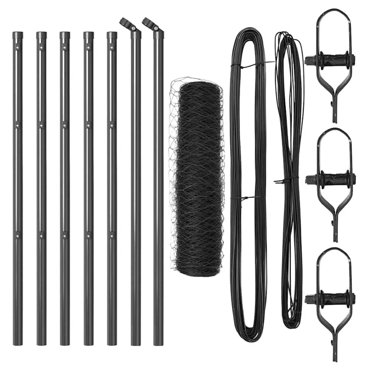 vidaXL Zaunpfosten Grau 10 x 0,6 m 50 mm Maschen Stahl und PVC 3352772 günstig online kaufen