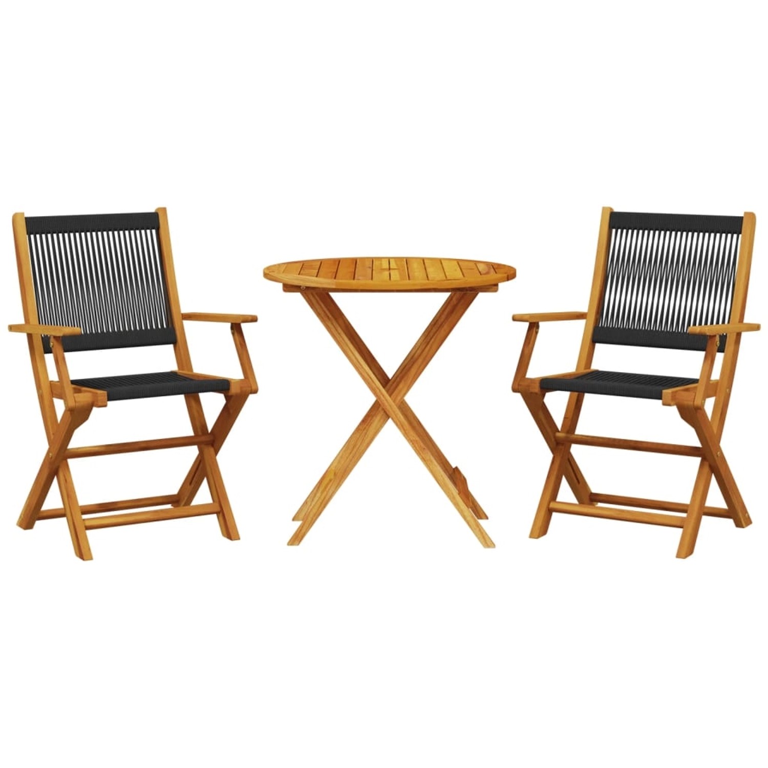 Thumbnail - vidaXL 3-tlg Bistro-Set Schwarz Polypropylen und Massivholz Modell 4