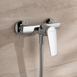 Villeroy & Boch Oasis Duscharmatur Einhebel-Mischbatterie Rückflussschutz & Keramikkartusche Aufputzmontage Rund Chrom