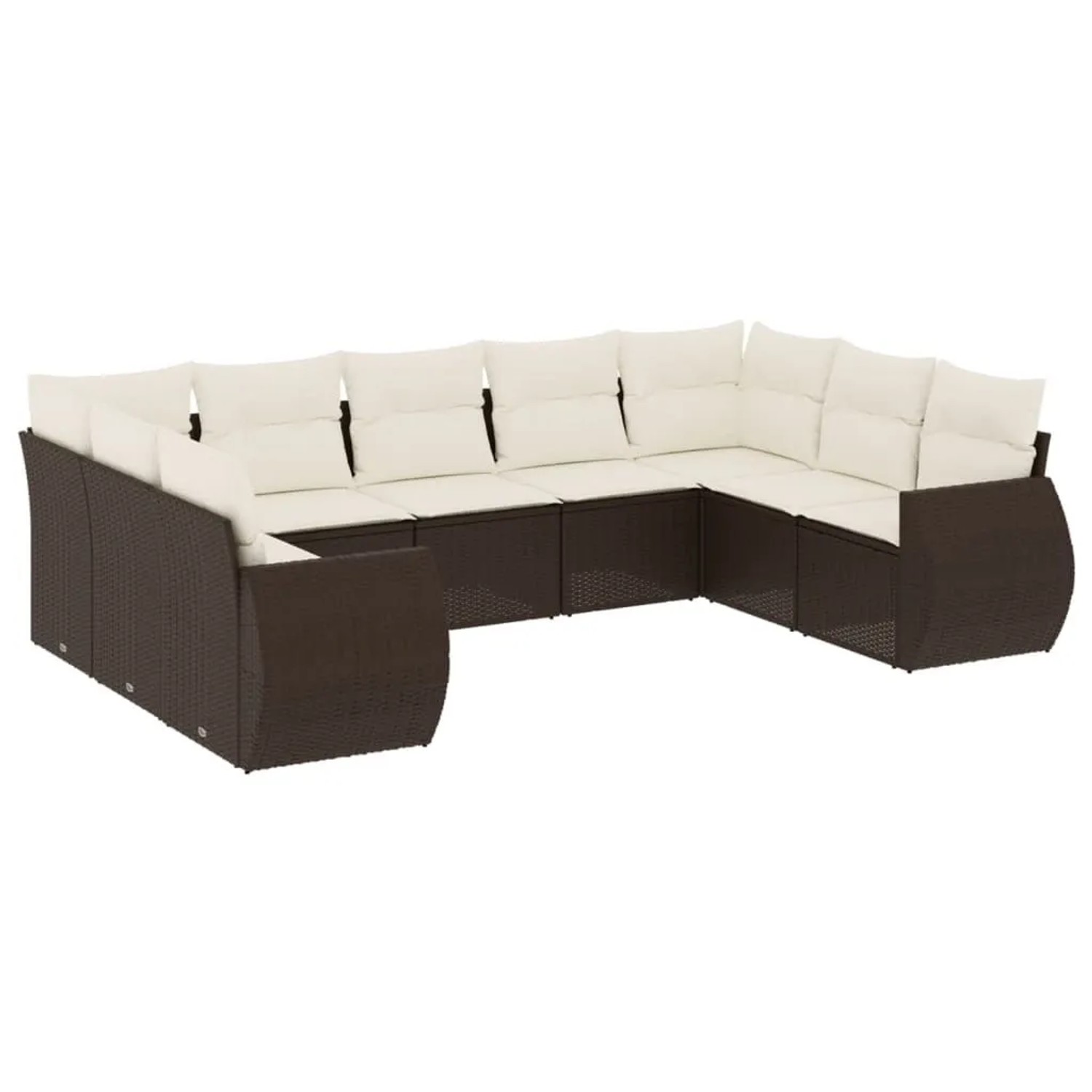 vidaXL 9-Tlg Garten-Sofagarnitur mit Kissen Braun Poly Rattan 3221802