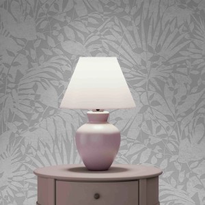Graue Tadessi Vliestapete mit floralem Blattmuster. Dekorative Tapete für stilvolle Wohnräume.