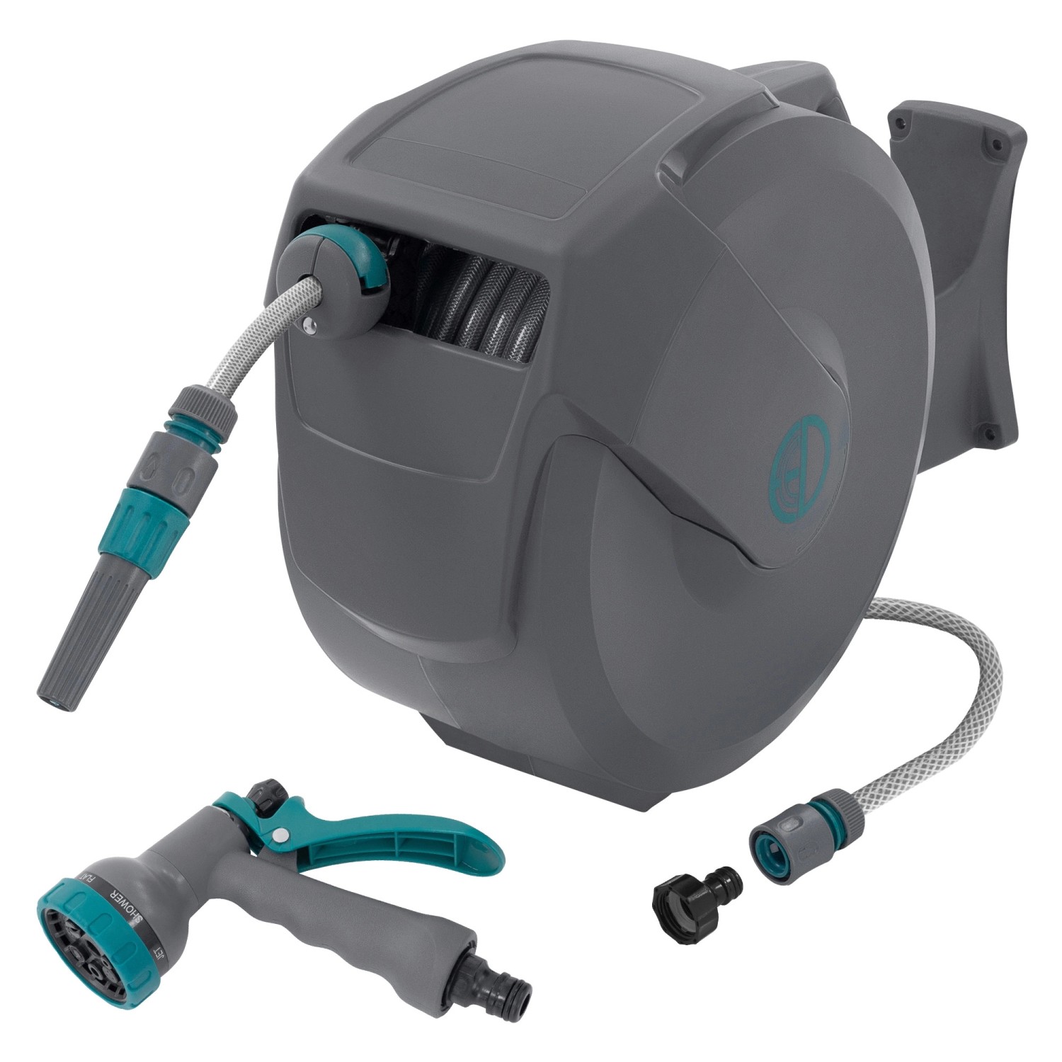 Ecd Germany Schlauchaufroller 20m Grau 180 Grad Schwenkbar Automatik