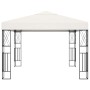 Cremefarbener vidaXL Pavillon 3x3 m mit LED-Lichterkette und Stahlrahmen für Garten und Terrasse.