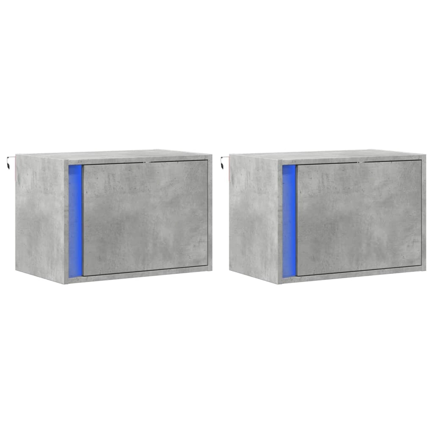 vidaXL Wand-Nachttische mit LED-Leuchten 2 Stk, Betongrau 852096 günstig online kaufen