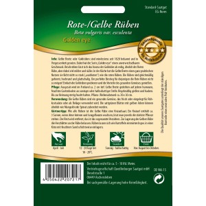 Samenpackung Quedlinburger Gelbe Rübe 'Golden eye', Gemüsesamen für mild-süße, goldgelbe Rüben.