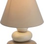 Braune Tischleuchte Paolo mit Stoffschirm, Design-Tischlampe für Wohnräume.