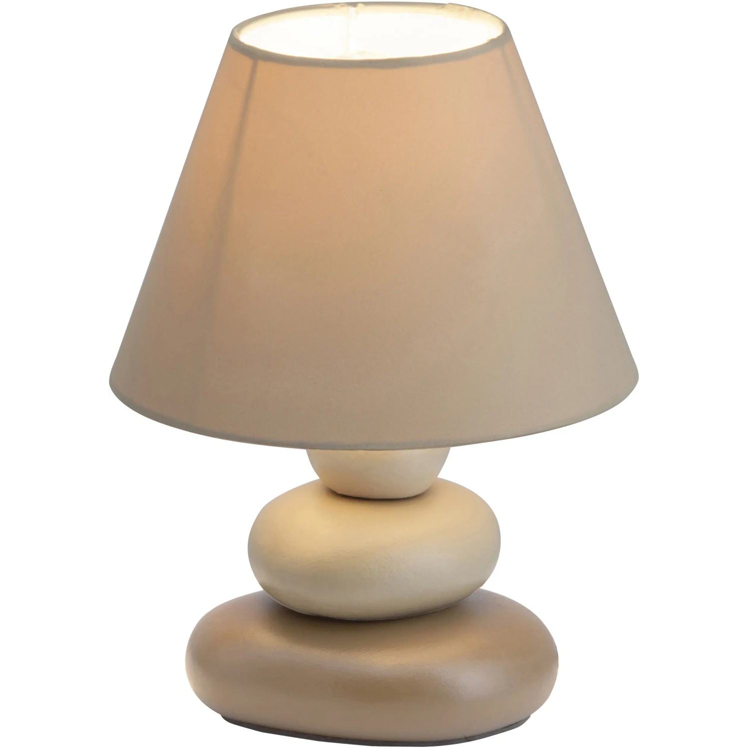 Braune Tischleuchte Paolo mit Stoffschirm, Design-Tischlampe für Wohnräume.