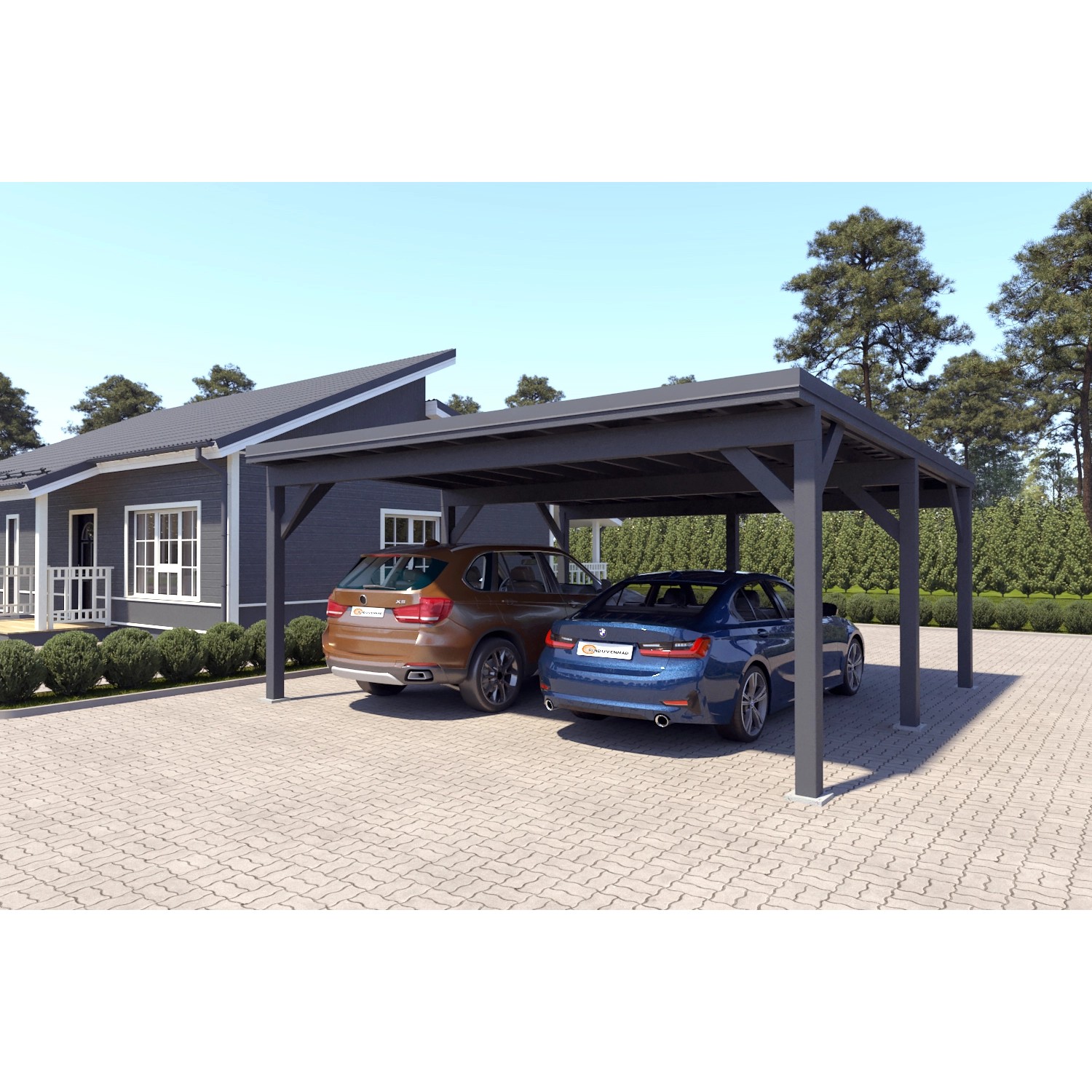 Holzbrüder Carport Ralf 36m² 150kg/m² Anthrazitgrau-Dunkelgrau günstig online kaufen