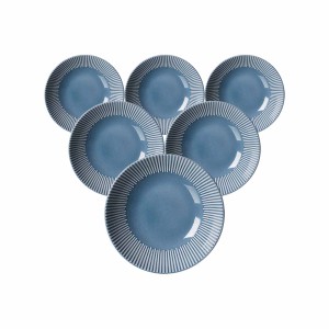 6 blaue Ritzenhoff & Breker Suppenteller Banda, 20 cm, Steingut, spülmaschinenfest.