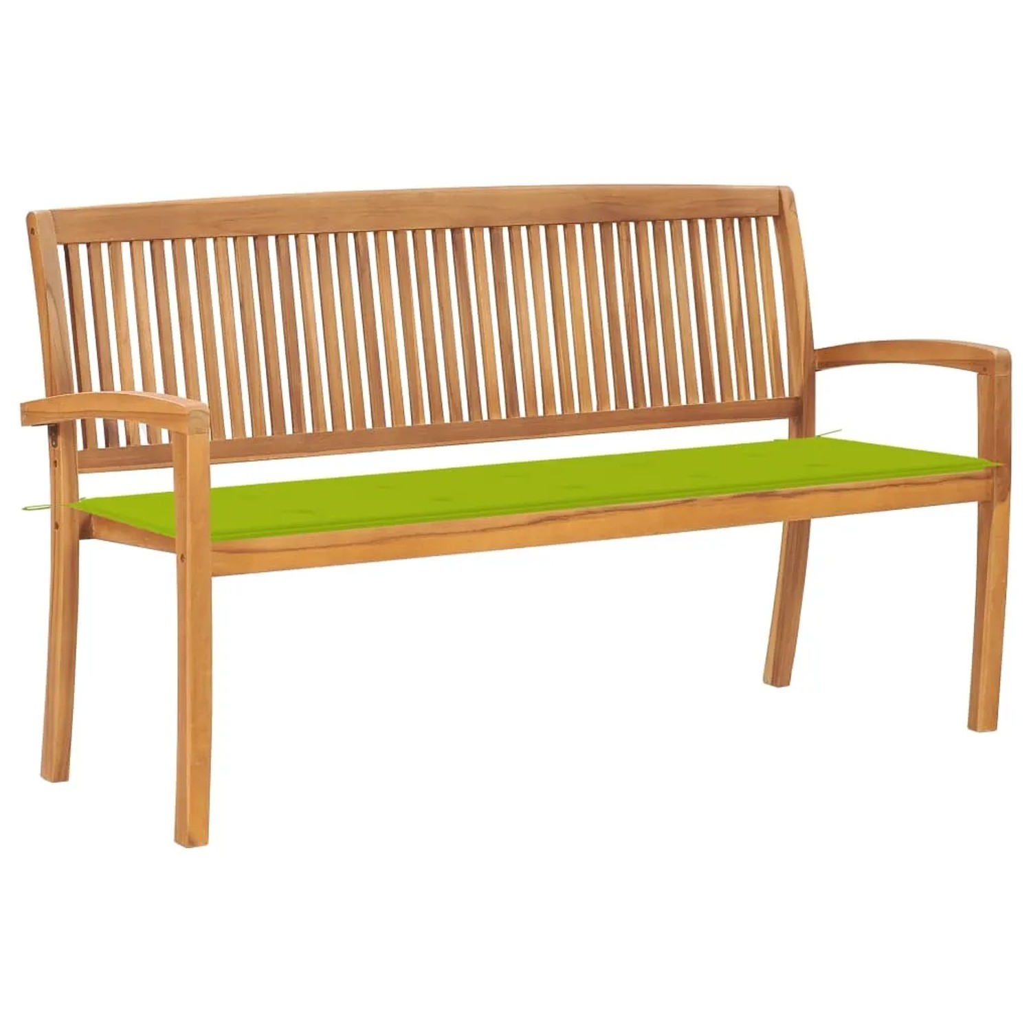 vidaXL Stapelbare Gartenbank mit Auflage 159 cm Massivholz Teak 3063317