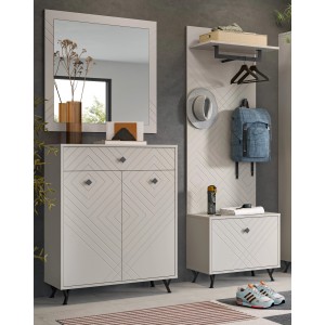 Inn.Furn Garderoben-Set 4-teilig Sand 195 cm mit Fräsungen Apunti