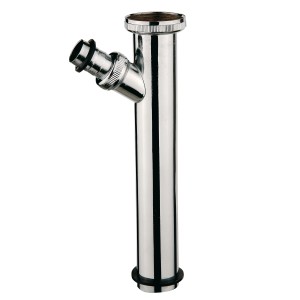 Verchromtes Kirchhoff Tauchrohr mit Geräteanschluss, 32 mm x 26,4 mm, 200 mm Länge. Siphonverlängerung für Spül- und Waschmaschinen.