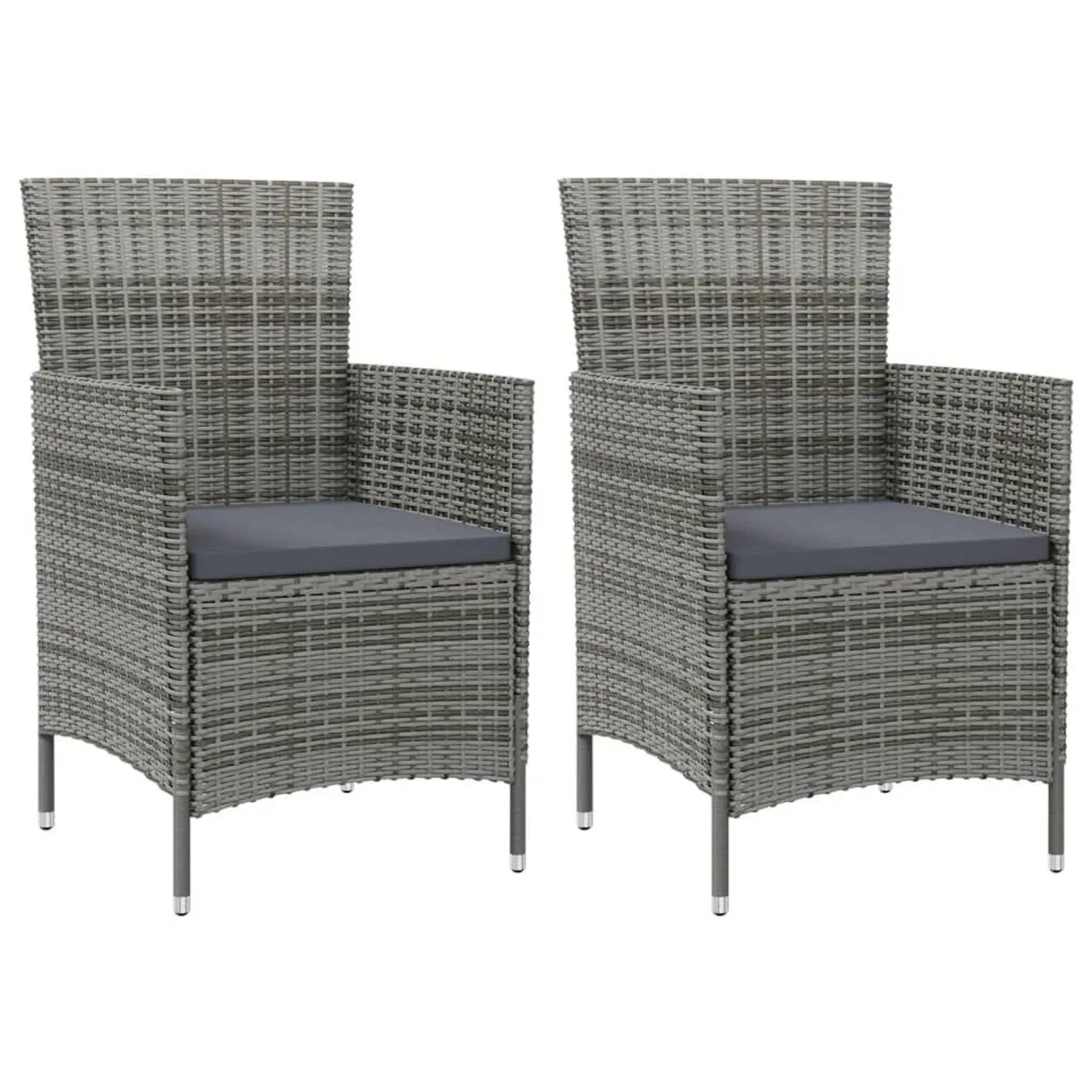 Furnicato Gartenstühle Mit Kissen 2 Stk Poly Rattan Grau