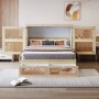 okwish Schrankbett 140x200cm mit Stauraumschubladen Wandbett Jugendzimmer Natur ohne Matratze_3