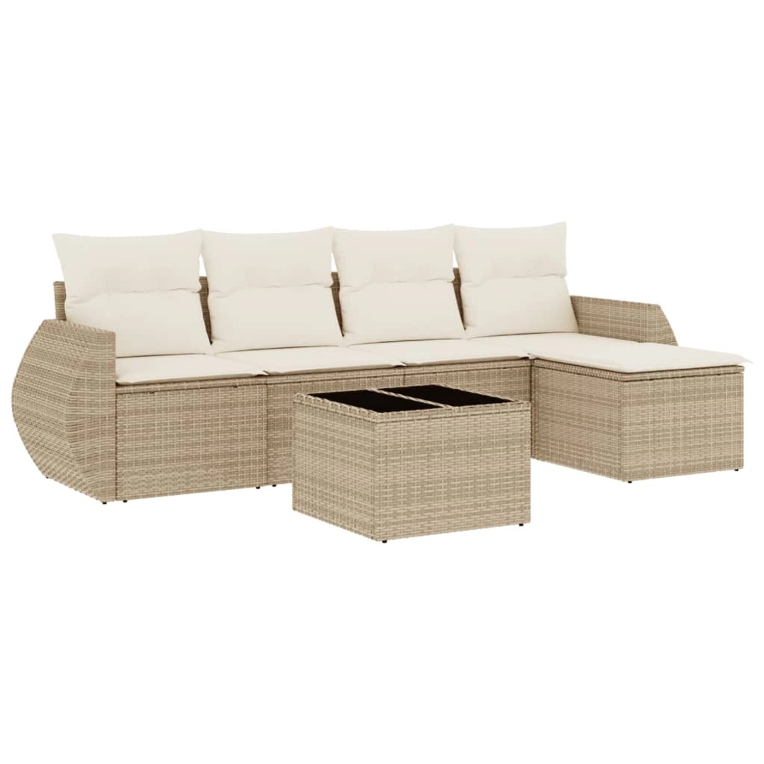vidaXL 6-Tlg Garten-Sofagarnitur mit Kissen Beige Poly Rattan 3221297 günstig online kaufen