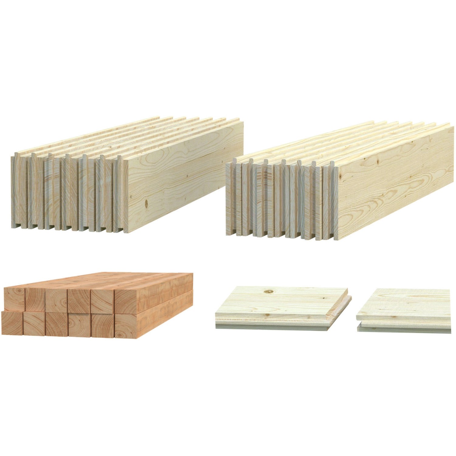 Palmako Fußboden für Gartenhaus Ella, Holzbretter und Fundamenthölzer, tauchgrundiert.