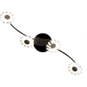 Silberne LED-Deckenleuchte Bloom-Spots, 4-flammig, im floralen Design.
