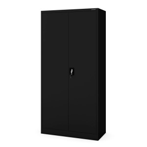 Schwarzer Jan Nowak Mehrzweckschrank Dawid, 185x90x45 cm, Büroschrank aus Stahl mit abschließbaren Türen.