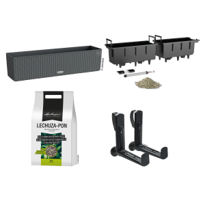 Lechuza Balconera Starter-Set: Balkonkasten, Halterung und Pon Granulat im Komplettset.