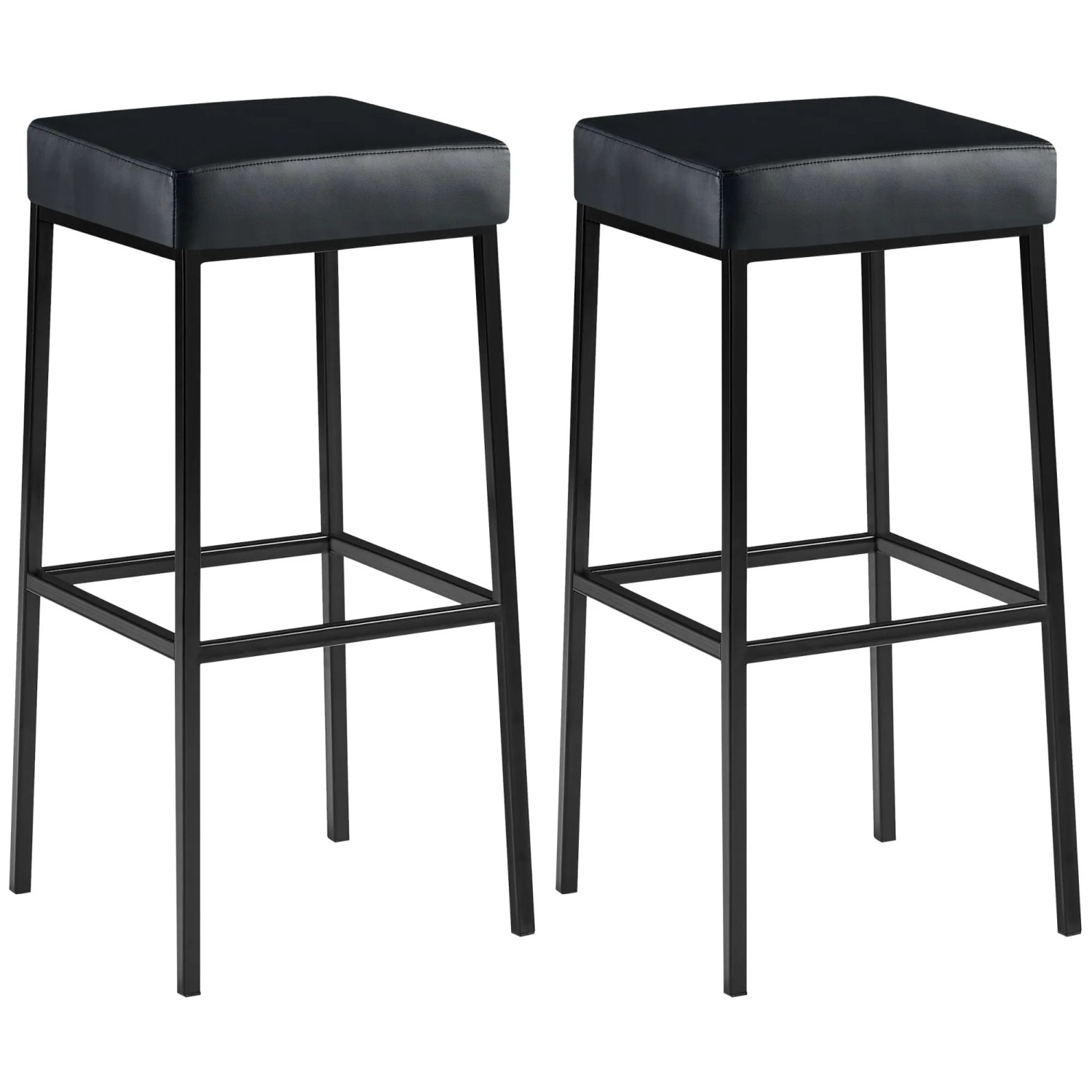 CLP 2er Set Barhocker Montreal Kunstlederbezug Schwarz/Schwarz