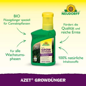 Neudorff Azet Grow Dünger, 250ml Flasche für schnelles Pflanzenwachstum.