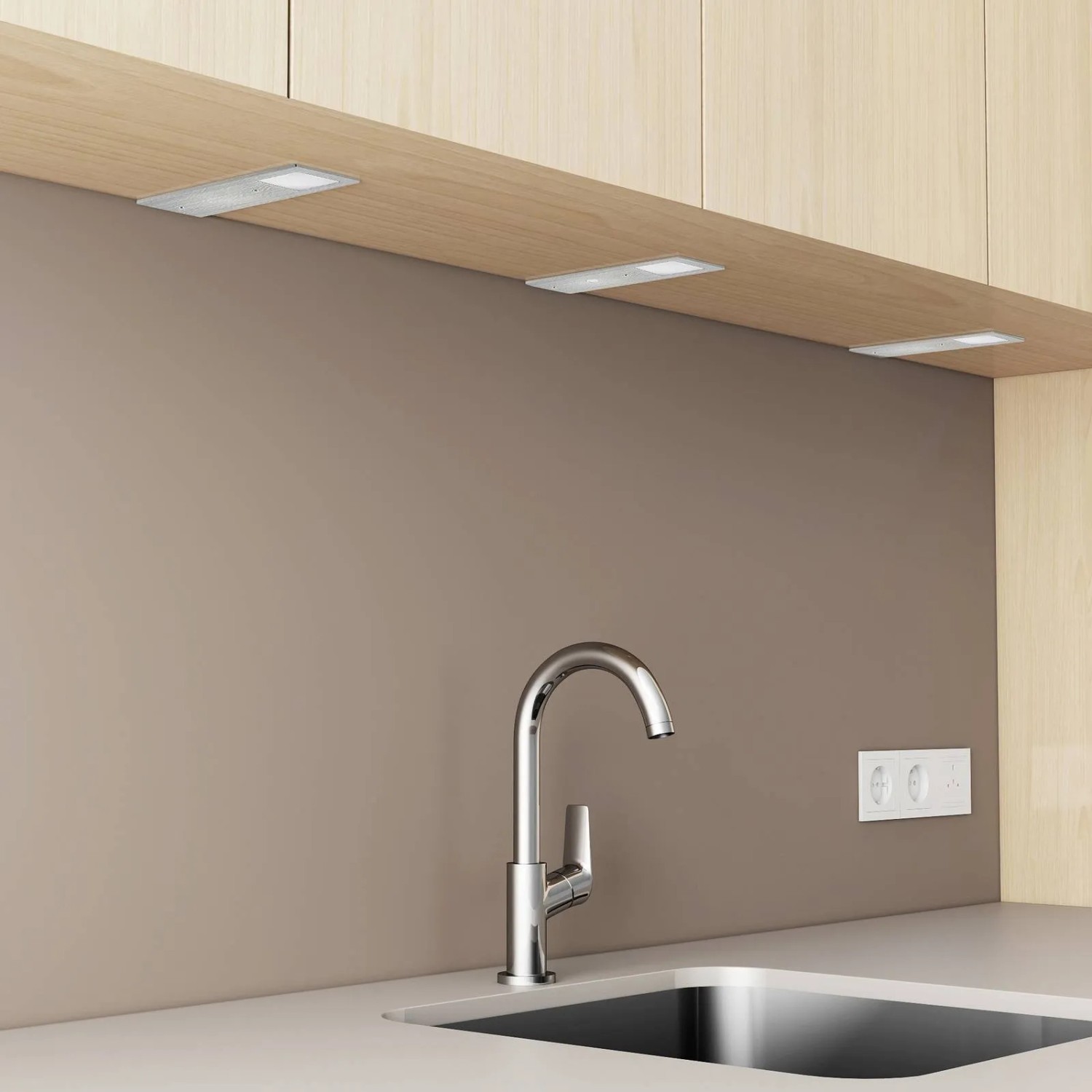 Arcchio LED Unterschrankleuchten Nortra 3er Set, dimmbar, Alu. Moderne Küchenbeleuchtung.