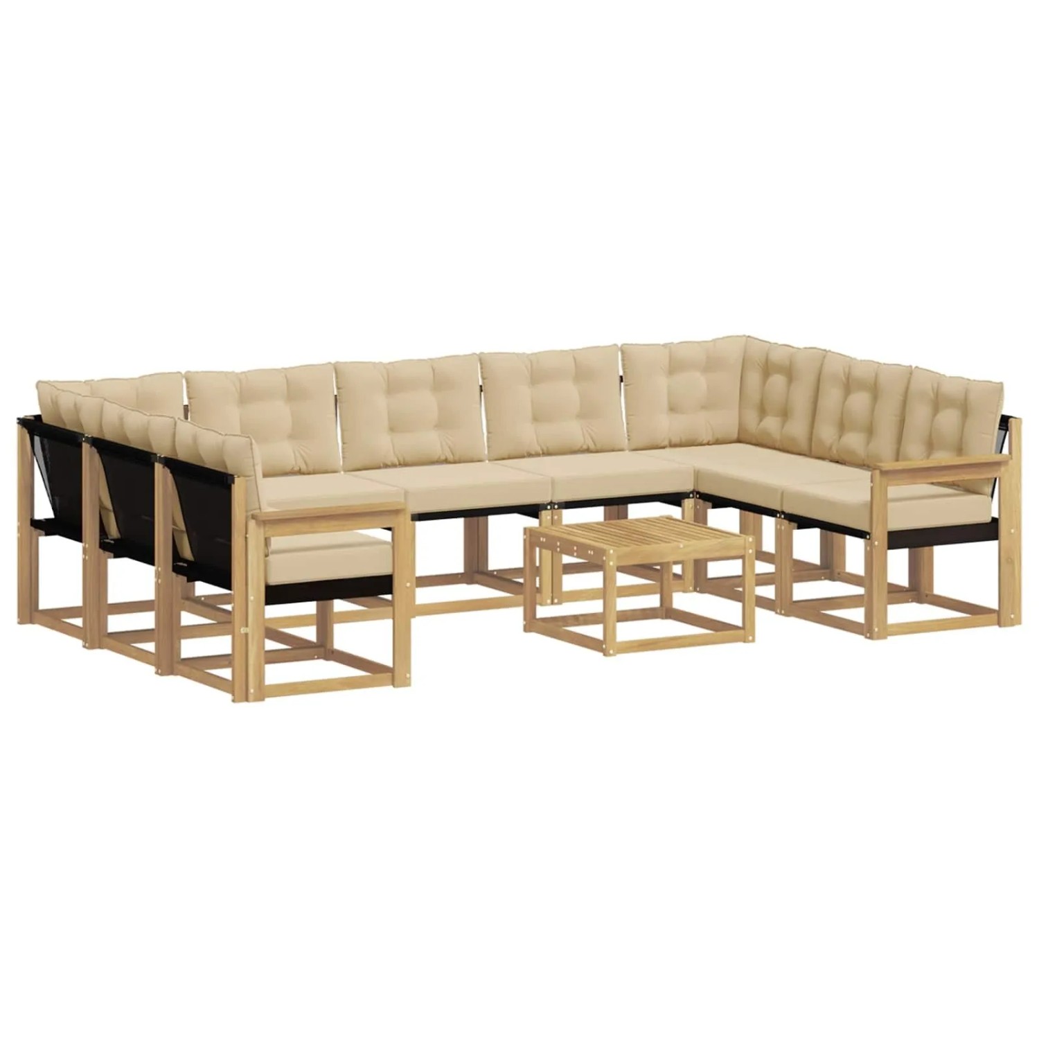 vidaXL Outdoor-Sofagarnitur mit Kissen 10 Stk Weiß und Beige 3389879